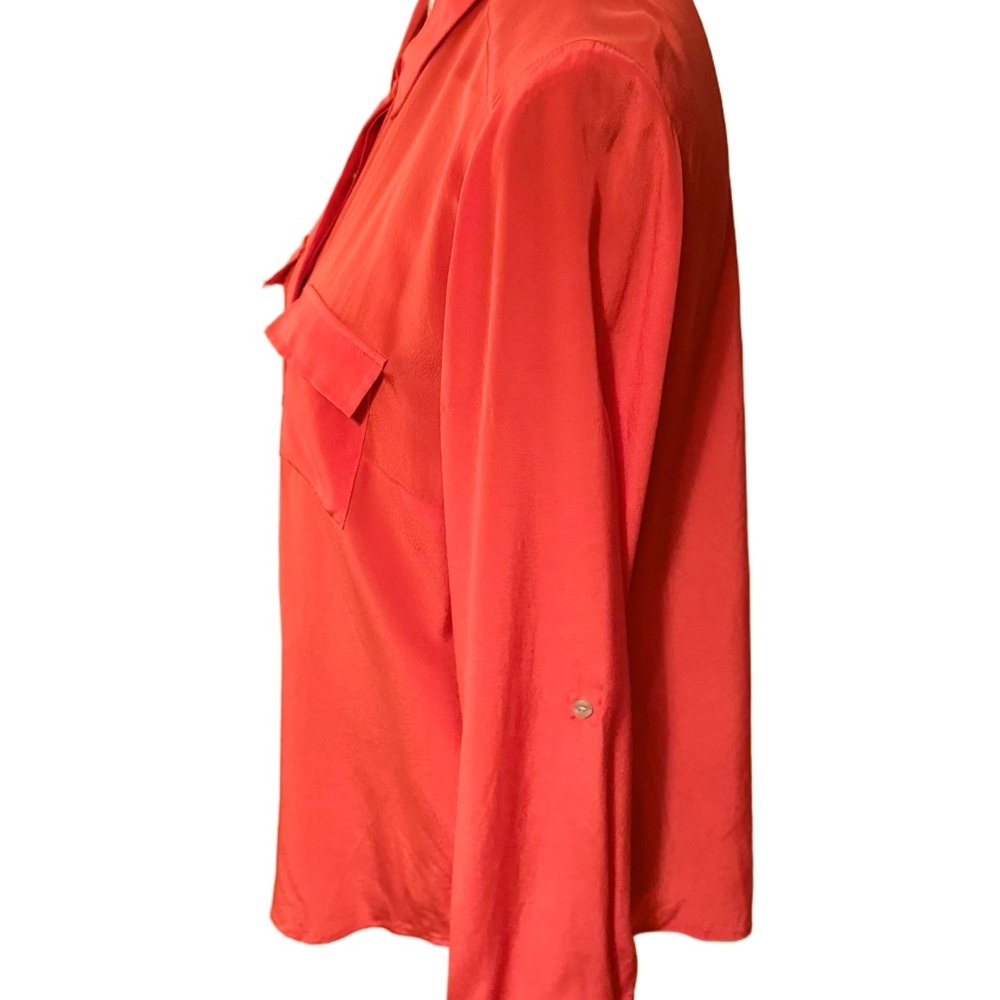 Ann Taylor Vibrant Orange Button-Down Silk Shirt size 12 - Picture 3 of 11